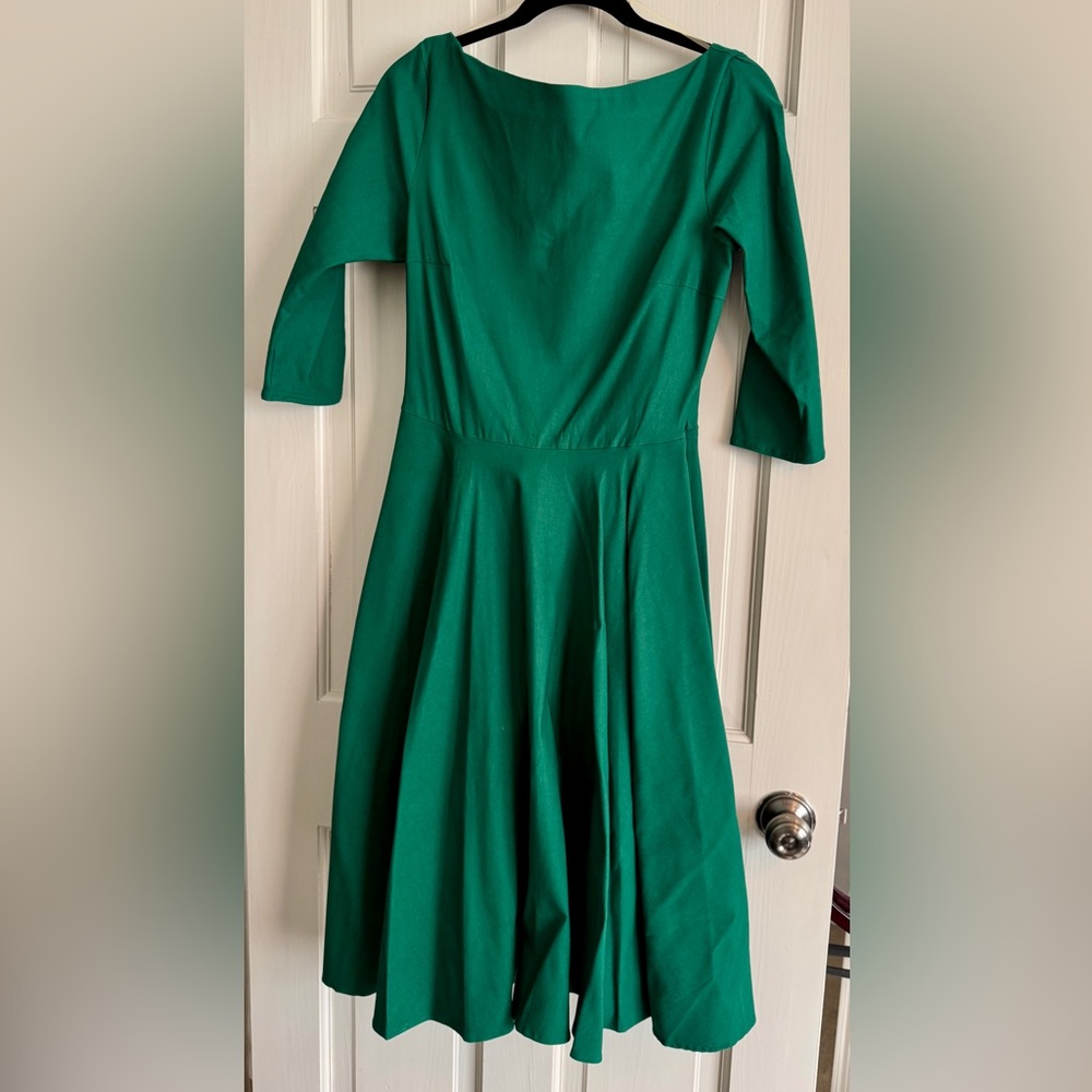 Unique Vintage Emerald Green Devon Swing Dress
